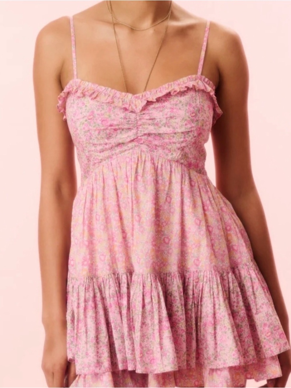 LoveShackFancy Linny Liberty Mini Dress in Primrose Charm